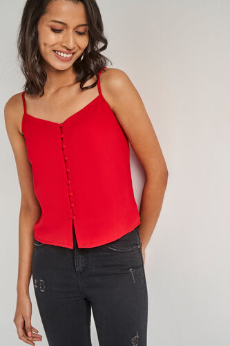 Powder Blue Solid Straight Top, Red, image 1